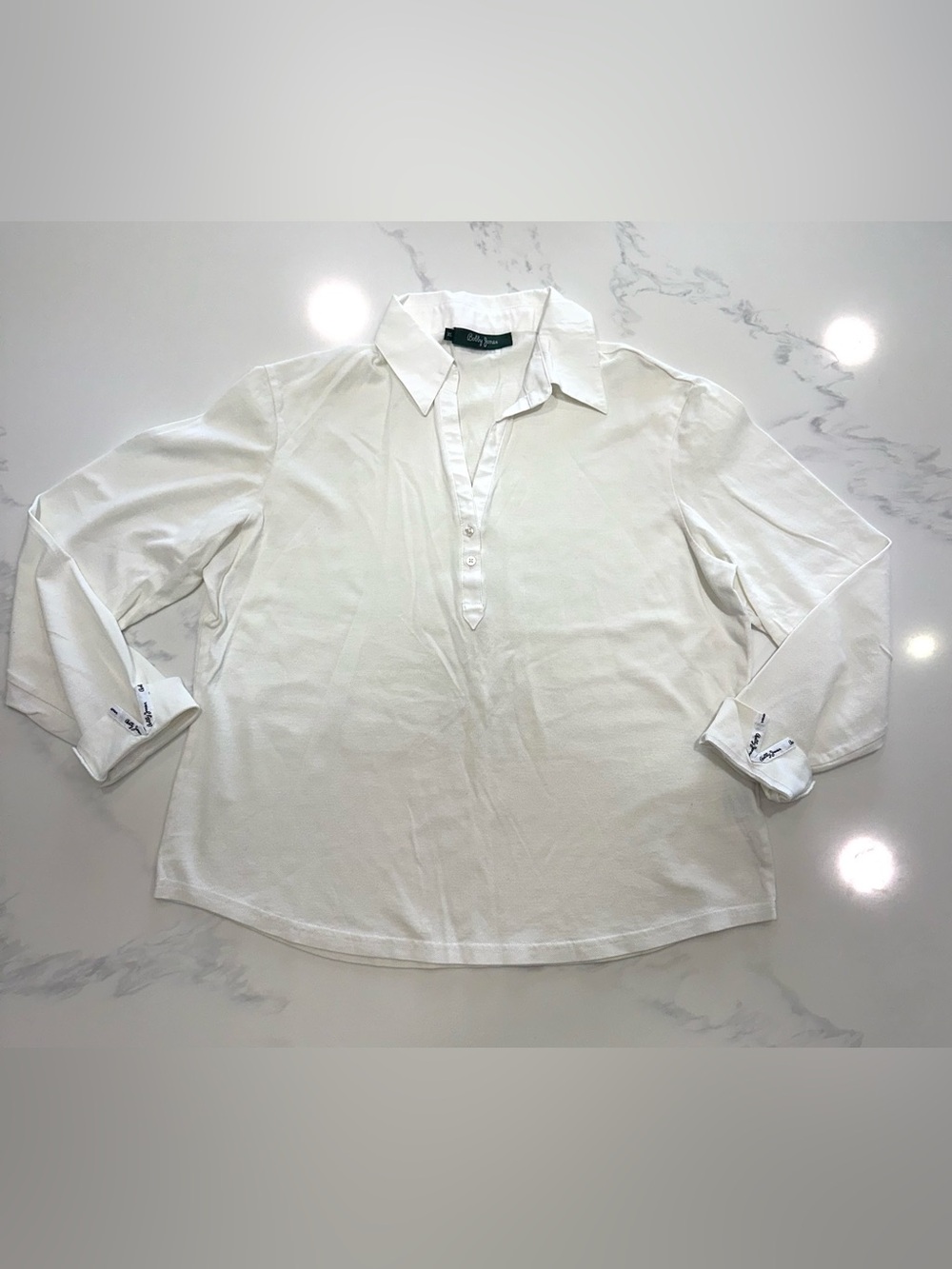 BOBBY JONES SIZE XL~GOLF LONG SLEEVE COLLAR WHITE POLO BUTTON SHIRT 100% COTTON~
